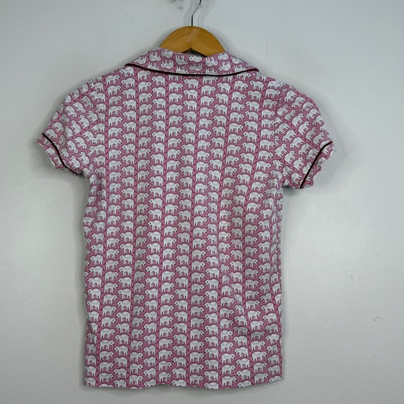 Roller Rabbit Hathi Polo Pajamas Womens XS Pink White Elephant Short Sleeve Pjs - Picture 3 of 16